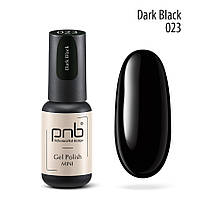 Гель-лак PNB Dark Black mini 023 з тонким пензликом, 4 мл