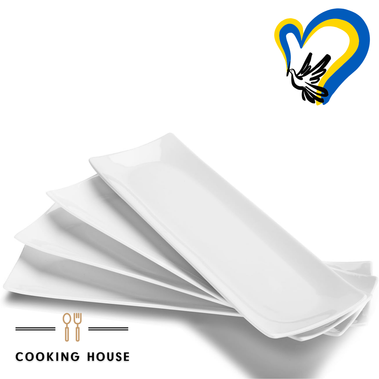 Набір тарілок прямокутних порцелянових 36см, 4шт Cooking House