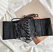 Ремінь жіночий широкий на шнурівці з мереживом ремінь-корсет ремінь-гумка чорний Талія 63-73 см, фото 5