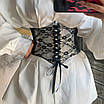 Ремінь жіночий широкий на шнурівці з мереживом ремінь-корсет ремінь-гумка чорний Талія 63-73 см, фото 3