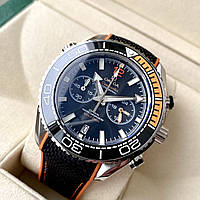 Мужские часы Omega Seamaster Chronometer Orange AAA наручные кварц с хронографом на каучуковом ремешке