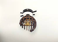 Люстра потолочная на одну лампочку с деревяным плафоном черная 4341-12