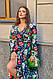 Жіноча сукня максі на запах з довгим рукавом, квітковий принт розміри 50-52, 54-56, 58-60 (Модель 8640 ), фото 7