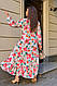 Жіноча сукня максі на запах з довгим рукавом, квітковий принт розміри 50-52, 54-56, 58-60 (Модель 8640 ), фото 4