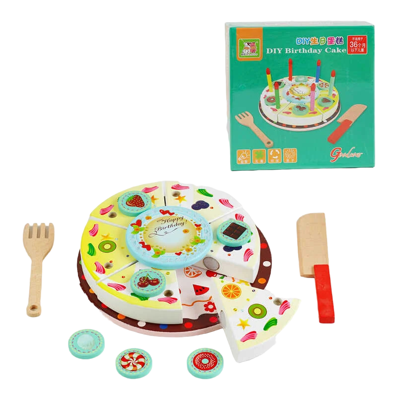 Іграшка Торт на липучці з декором і приладами DIY Bithday cake