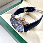 Чоловічий годинник Omega Seamaster Chronometer Blue Gold AAA наручний кварц із хронографом на каучуковому ремінці, фото 8