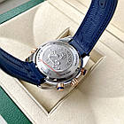 Чоловічий годинник Omega Seamaster Chronometer Blue Gold AAA наручний кварц із хронографом на каучуковому ремінці, фото 4