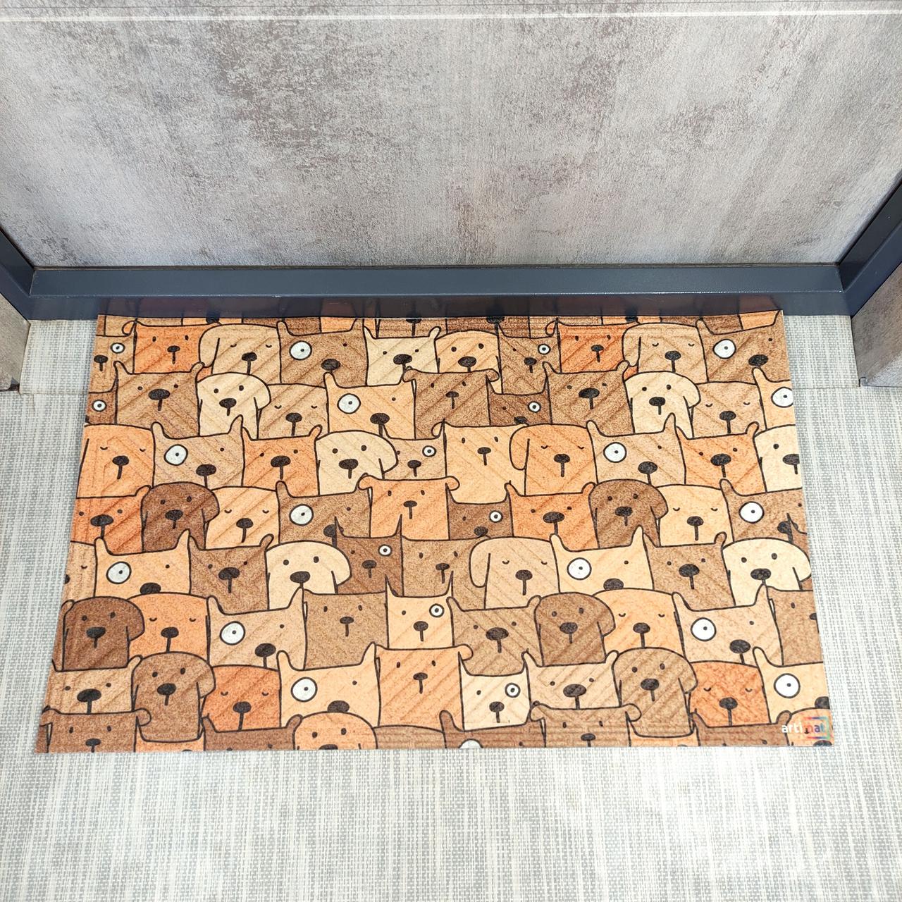 Килимок під двері з принтом в передпокій Котики та Песики, фото 1