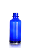 Синій скляний флакон 50 мл для косметики, сироваток, ліків, вітамінів, стандарту 18/410