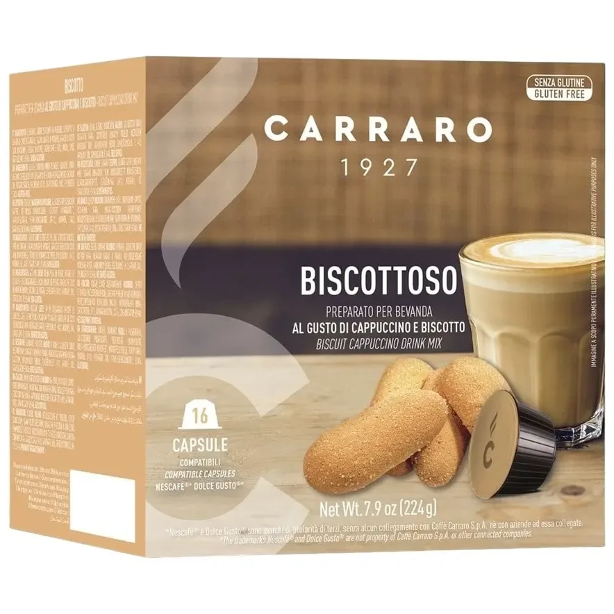 Кава в капсулах Carraro Dolce Gusto Biscottoso 16 шт Дольче Густо зі смаком печива, фото 1