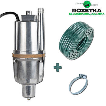 Вібраційний насос для колодязя, сверловини з верхнім забором N.E.K.VMP 110 + шалнг 20м полив городу, саду, водопостачання для дачі