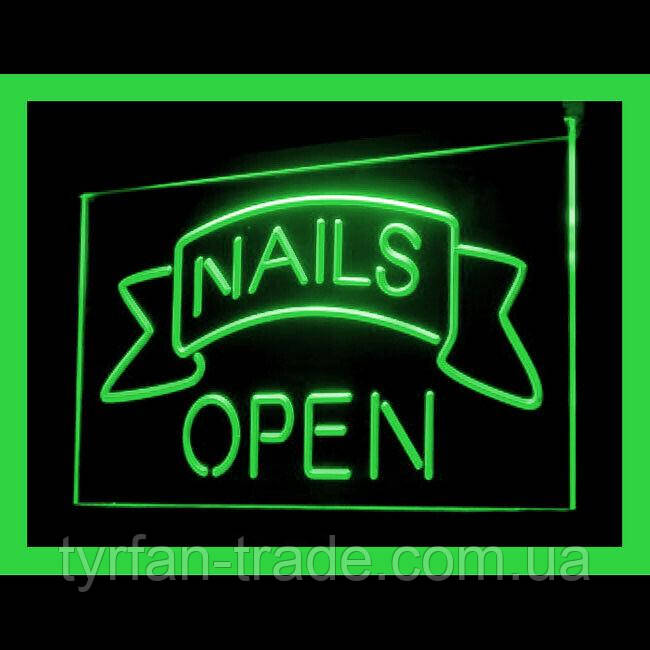 Вивіска манікюр неонова світиться в темряві без електрики та батарейок