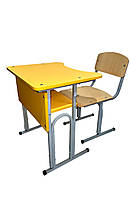 Регулируемый комплект ученической мебели с полкой и вырезом. Школьная регулируемая парта, стул трансформер