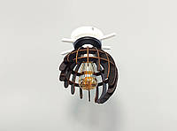 Люстра потолочная на одну лампочку с деревяным плафоном белая черная 4341-19