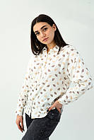 Жіноча сорочка/блуза молочна в листі подовжена (100% Бавовна) (р. S-XL)