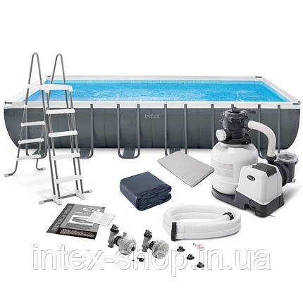 Каркасний басейн Intex 26364 (732х366х132 см) (фільтр насос, драбина, тент, підстилка; неповна комплектація), фото 1