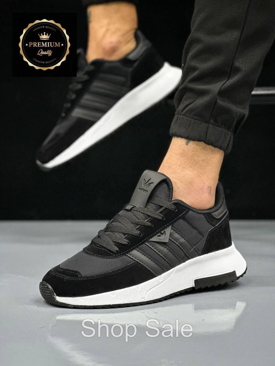 Чоловічі чорно-білі кросівки для бігу adidas white black, спортивні кросівки для чоловіків чорні адидас