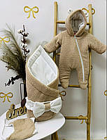 Набор на выписку "Тедди" , комбинезон для новорожденных , конверт - одеяло, набор для новорожденных