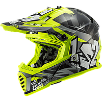 Шолом ендуро LS2 MX437 Fast Evo Crusher Black Hi-Vis Yellow