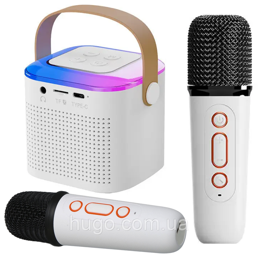 Портативна караоке система Bluetooth колонка + 2 мікрофони, Y1 / Блютуз колонка для караоке з мікрофонами