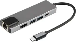 Концентратор на 5 портів USB хаб HUB XoKo AC-500 Type-C to RJ45+HDMI+2xUSB 3.0 XK-AC500-SL Jw