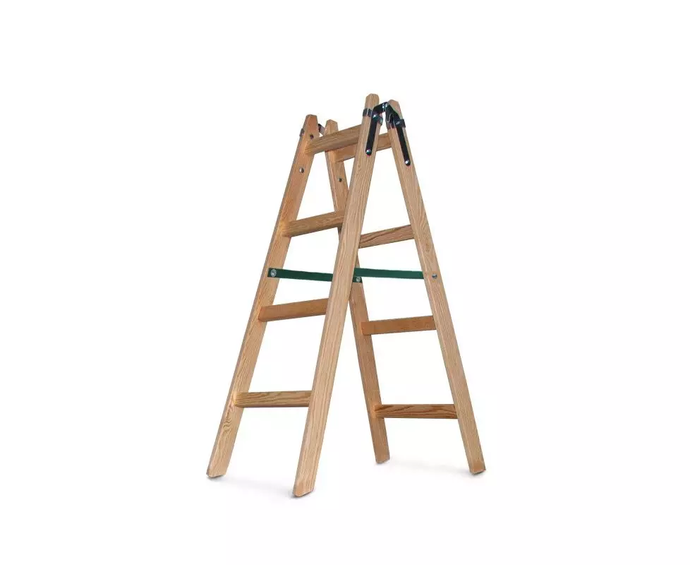 Драбина дерев'яна стандарт двостороння на 4 сходинки 124 см (Меткас-ТМ)