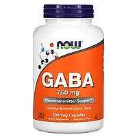 Габа гамма-аминомасляная кислота Now Foods GABA 750mg 200 капсул