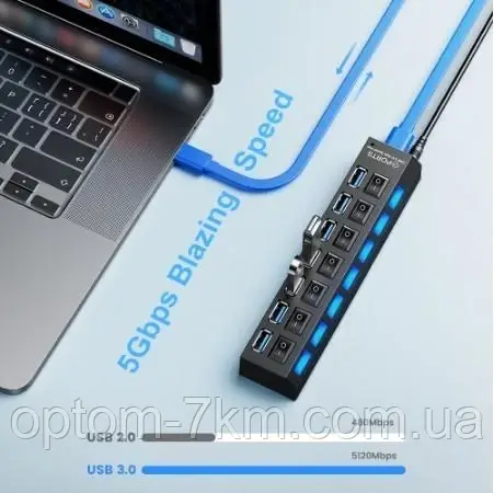 Концентратор на 7 портов USB хаб HUB AC-500 Type-C to RJ45+HDMI USB cable Jw - фото 5 - id-p2121058917