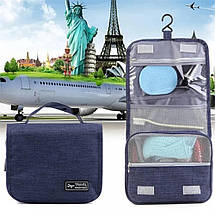 Підвісний складний органайзер для косметики Travel, Дорожня косметичка (синій), фото 3