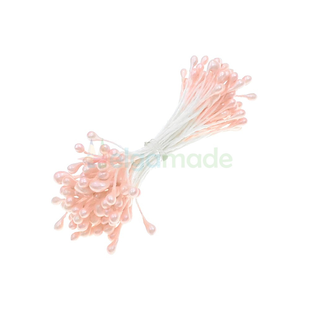 Тичинки перлові БЛІДО-РОЖЕВІ, 75-85 ниток, 160 головок, фото 1