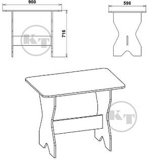 Стіл кухонний КС-1 716х900х598мм Компаніт Дуб крафт золотий, фото 2