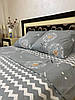 Євро комплект постільної білизни з якісної бязі голд для всієї родини з принтом кульбаби хвиля, фото 9