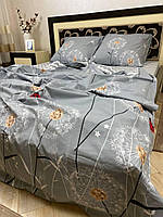 Двуспальный комплект постельного белья из гипоаллергенной бязи голд с принтом одуванчики волна двусторонний