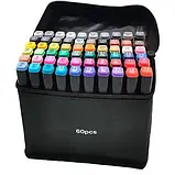 Набір двосторонніх маркерів для дітей 60шт маркери для скетчингу на папері, маркери для дітей, фото 5