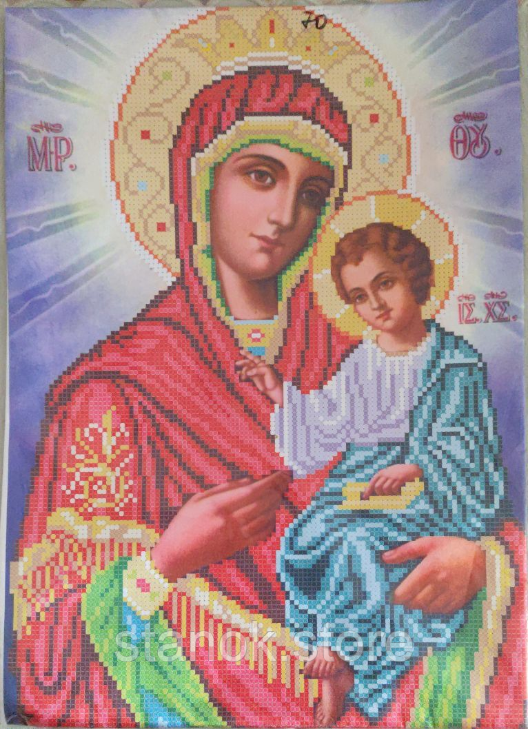 Схема для вишивання на атласі бісером "Богородиця" ММР-003 розмір а4, фото 1
