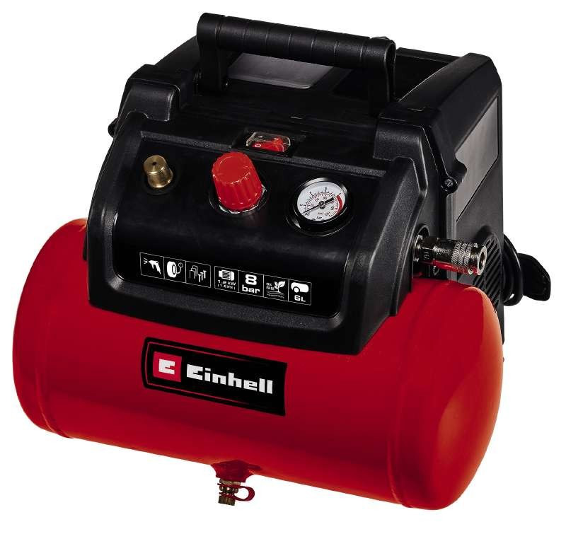 Einhell Компрессор воздушный безмасляный TC-AC 190/6/8 OF, 1200Вт, 6л, 190л/мин, 8бар, 8.9кг - фото 1 - id-p2121064082