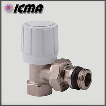 Терморегулюючий вентиль 1/2" ICMA з ручним і термостатичним управлінням (кутовий)
