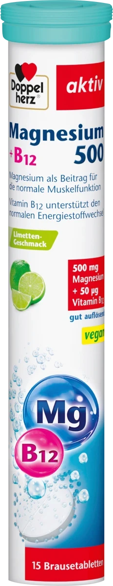 Шипучі таблетки - вітаміни Doppelherz aktiv Magnesium 500 + B12, 15 шт.