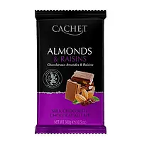 Шоколад Cachet Almonds Raisins молочний з горіхами та родзинками 300г