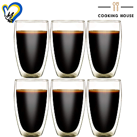 Набір склянок з подвійними стінками для американо, еспресо 450мл Cooking House bobi 6шт, склянка з подвійним дном