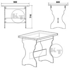 Стіл кухонний КС-2 716х900х600мм Компаніт Дуб крафт золотий, фото 2
