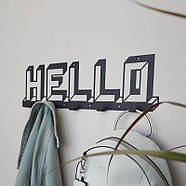 Металева настінна вішалка Hello (чорна), фото 4