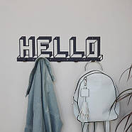 Металева настінна вішалка Hello (чорна), фото 6