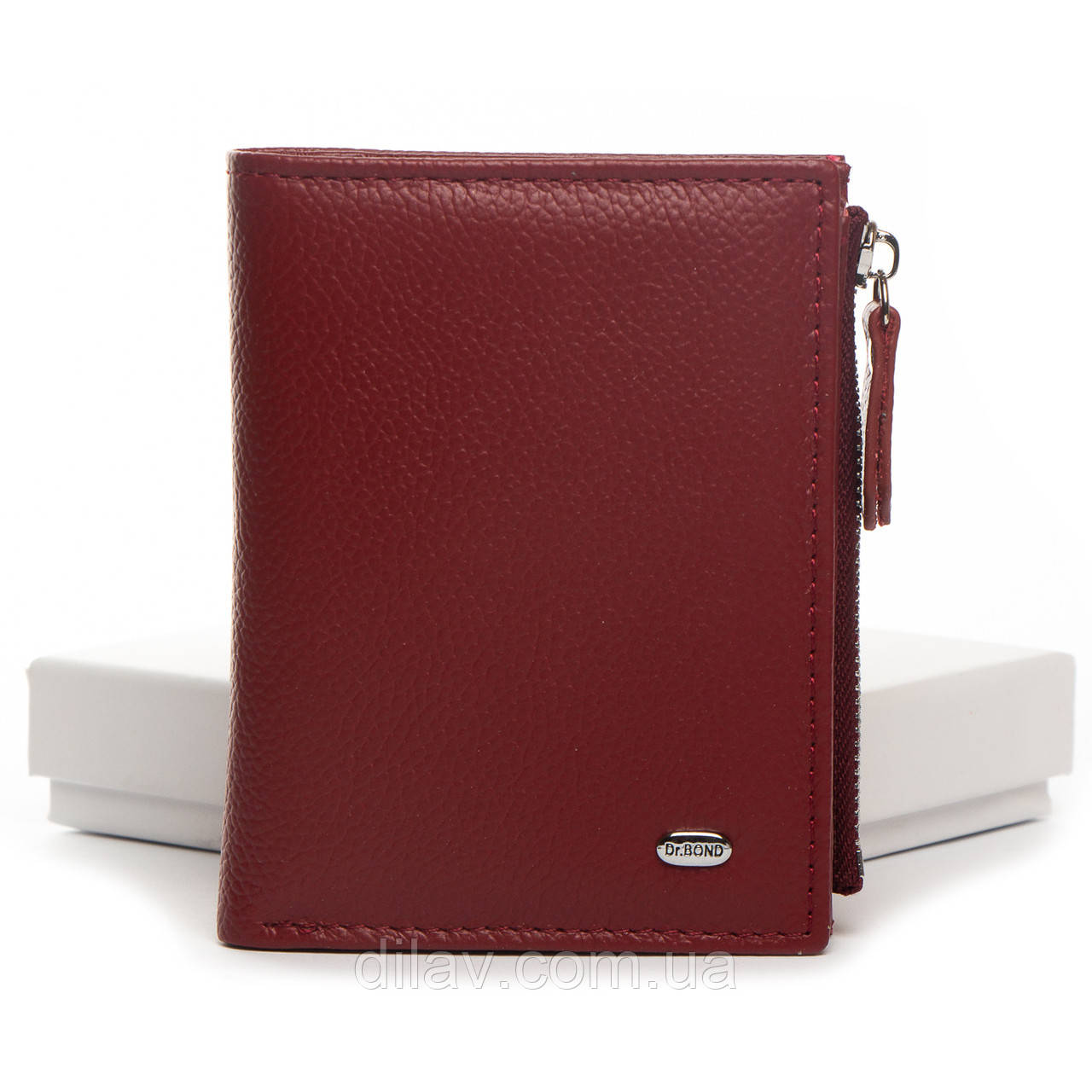 Жіночий гаманець шкіряний 9,5*11,5*2 бордо, фото 1