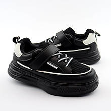 0703F Дитячі кеди чорні на липучці тм Том.м