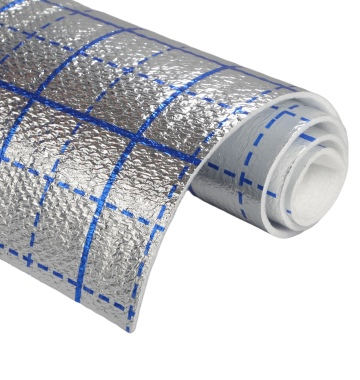 Підкладка ППЕ 2 мм із розміткою для теплої підлоги, ламінована металізованою плівкою, фото 1