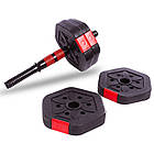 Гантелі розбірні пластикові 10кг SP-Sport TA-1826-10 2шт по 5кг чорний-червоний, фото 3