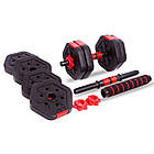 Гантелі розбірні пластикові 10кг SP-Sport TA-1826-10 2шт по 5кг чорний-червоний, фото 6