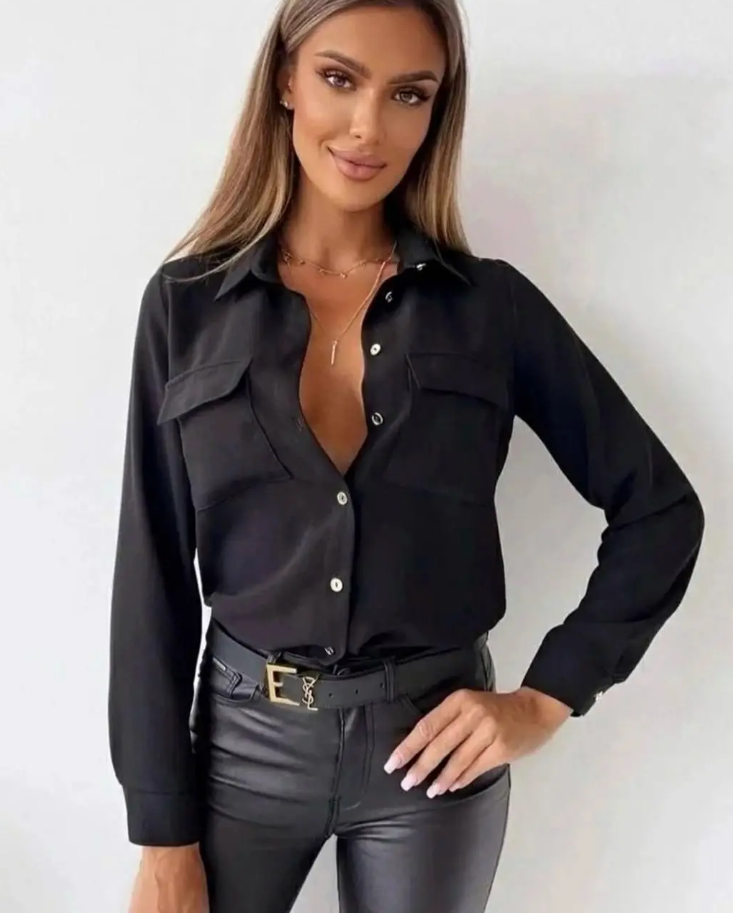 Женская стильная блуза-рубашка из софта большие размеры 50-52, 54-56 - фото 4 - id-p2121096072
