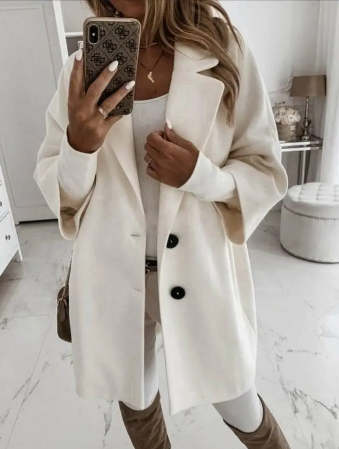 Женское стильное кашемировое пальто с рукавом три четверти MI440 светло-коричневое, белое, размер 48/52 - фото 4 - id-p2121096076